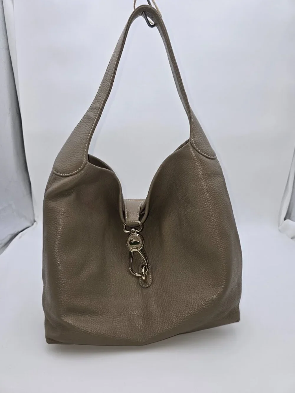 Dooney & Bourke Taupe Pebbled Leather Hobo Shoulder Bag